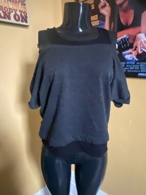 Fabletics Black Off-Shoulder Knit Top